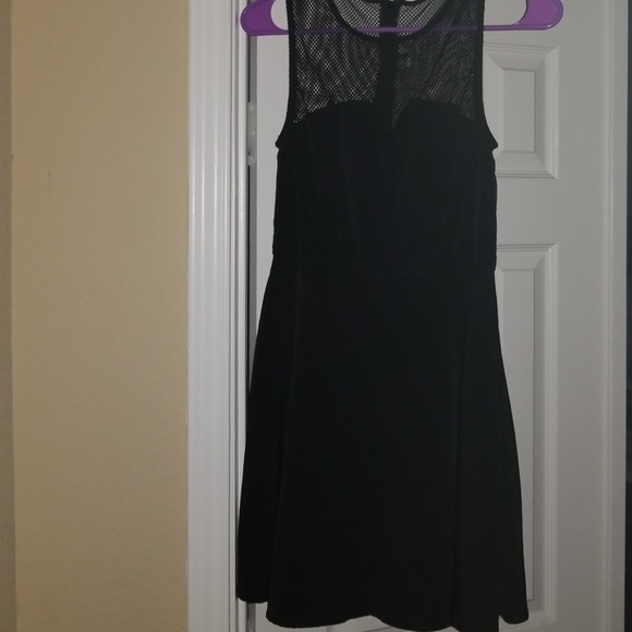 Black Mesh Fit & Flare Dress - Picture 4 of 6